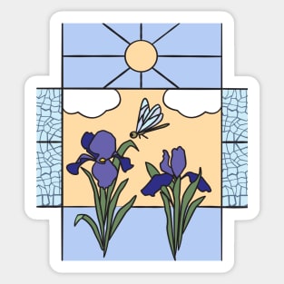 Iris flowers in stained glass Sticker